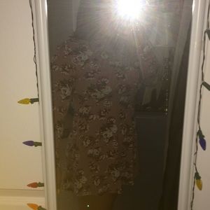 Beige floral long sleeve dress